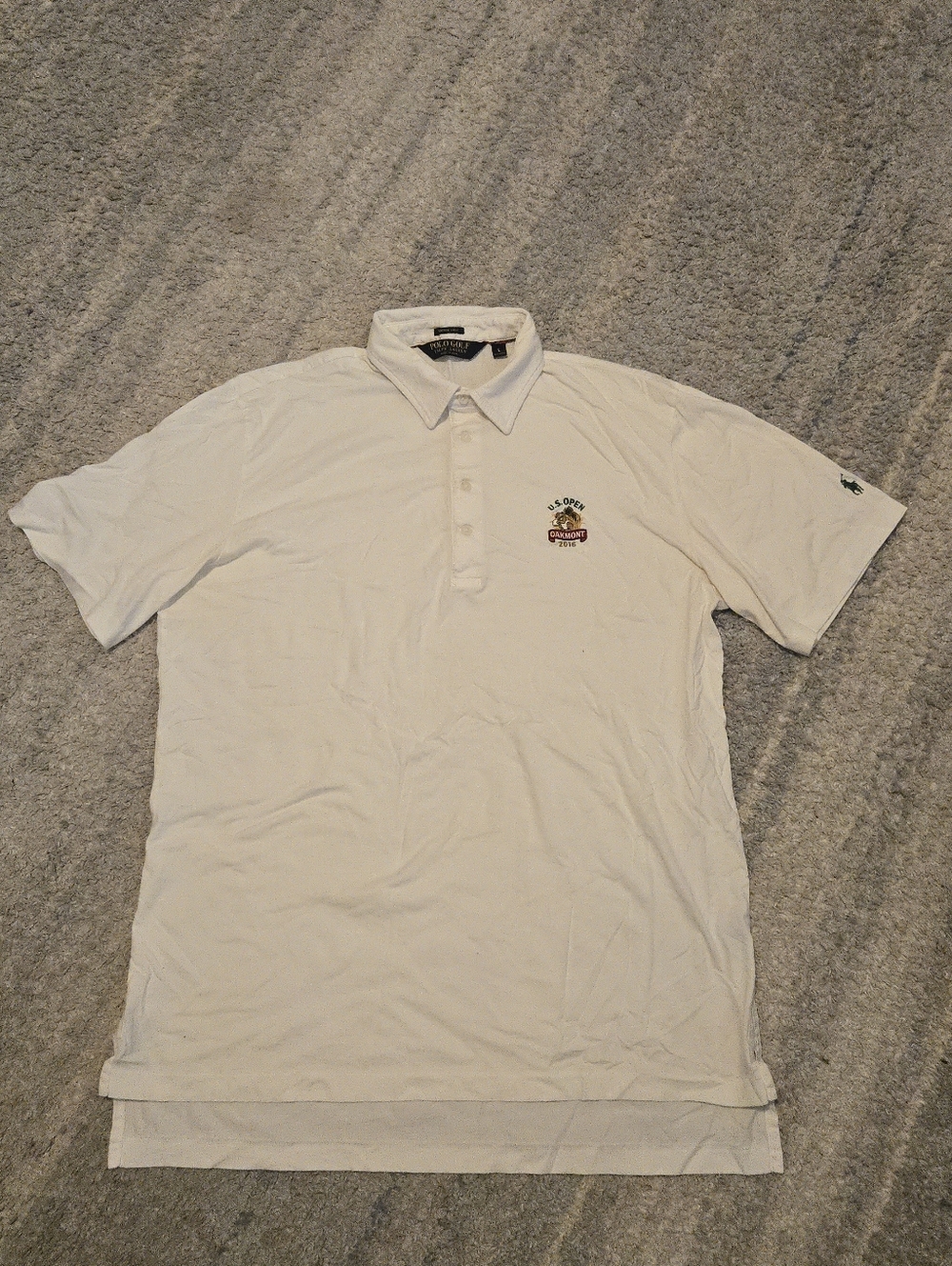 Polo Golf Ralph Lauren 2016 U.S. Open Oakmont Squirrel Polo Shirt White Mens L